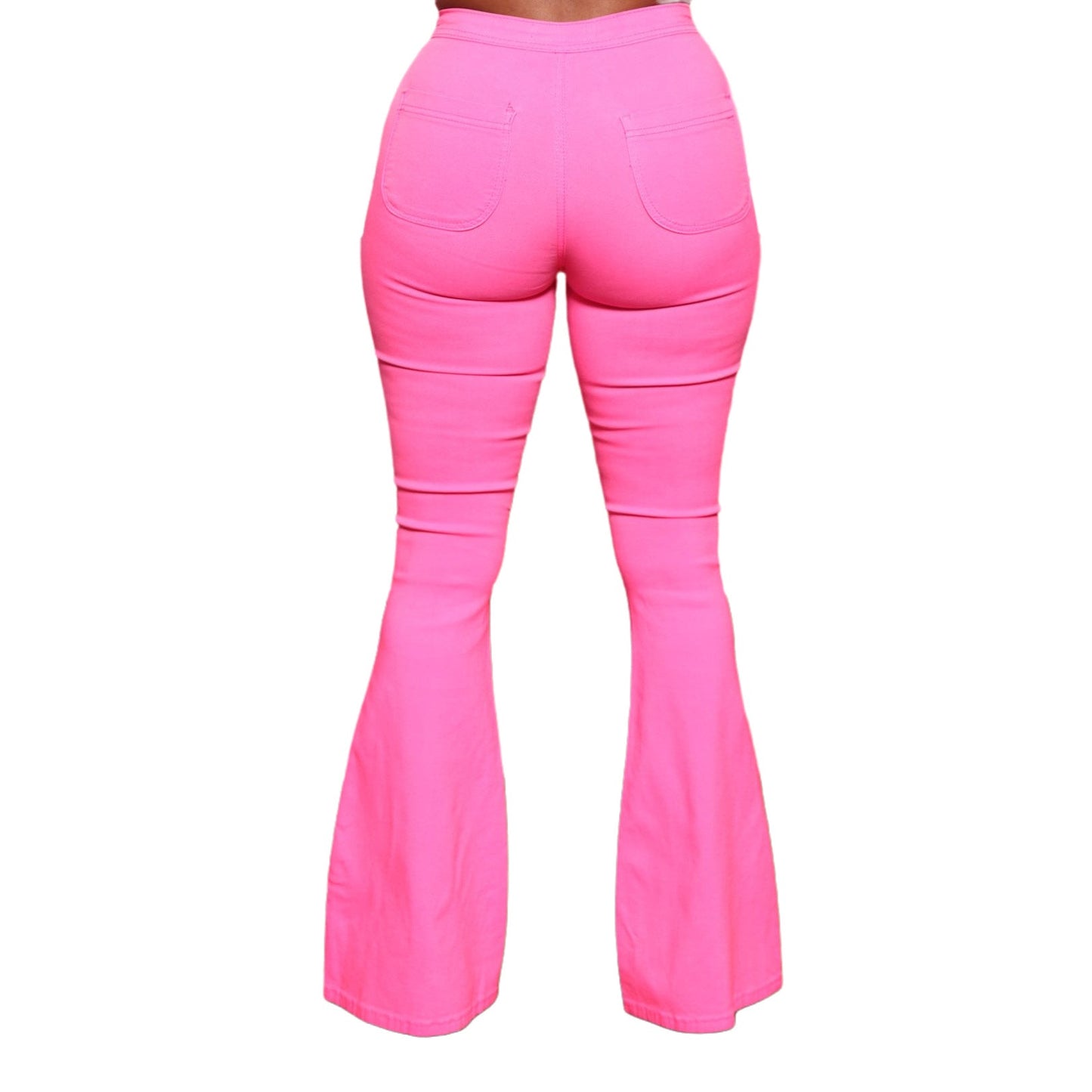 Hot Pink Denim Flared Pants