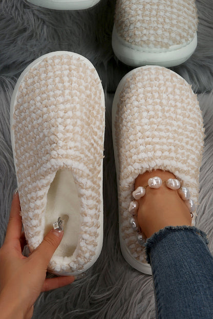 Two-tone Knitted Warm Homewear Slippers