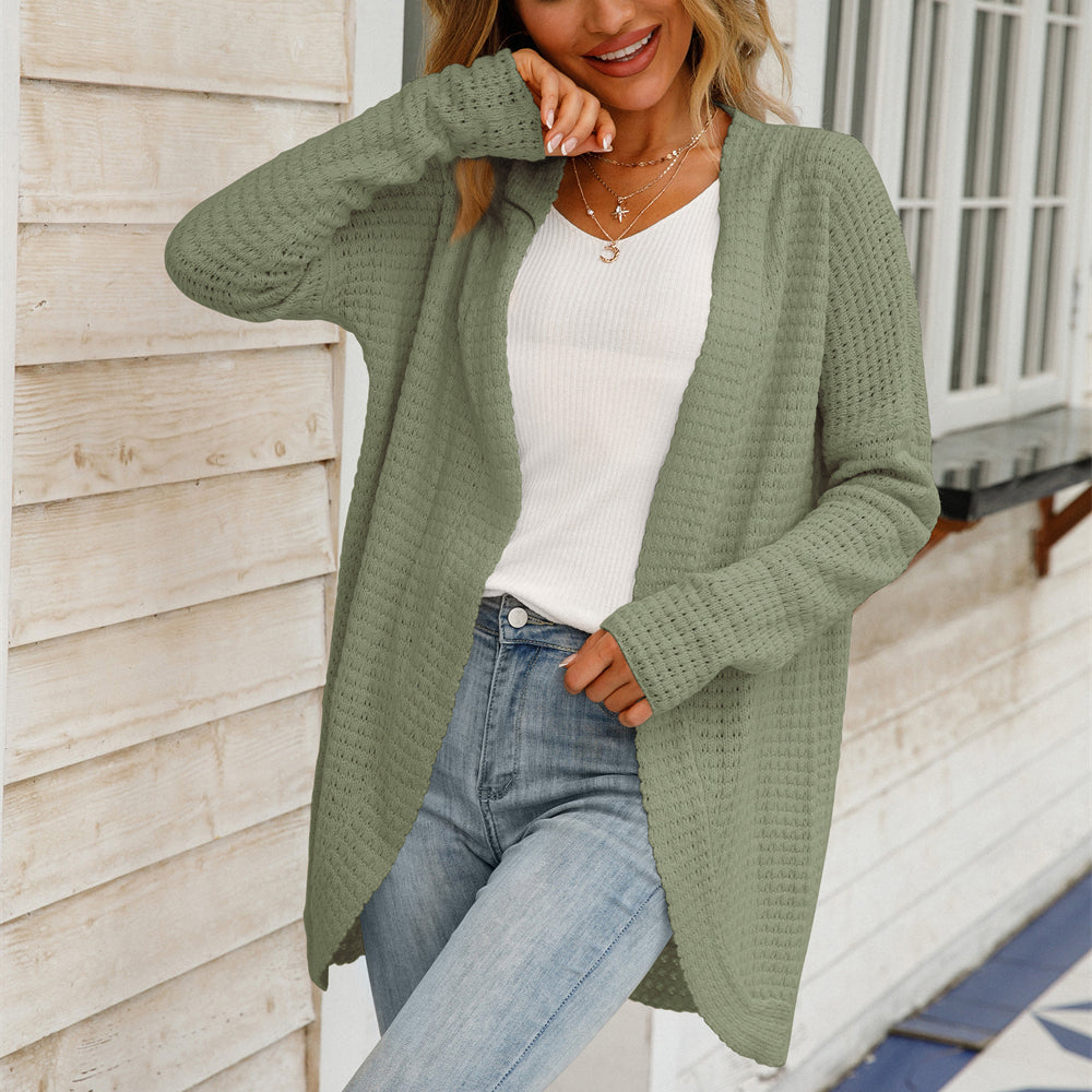 Irregular Knitted Sweater Open-knit Cardigan