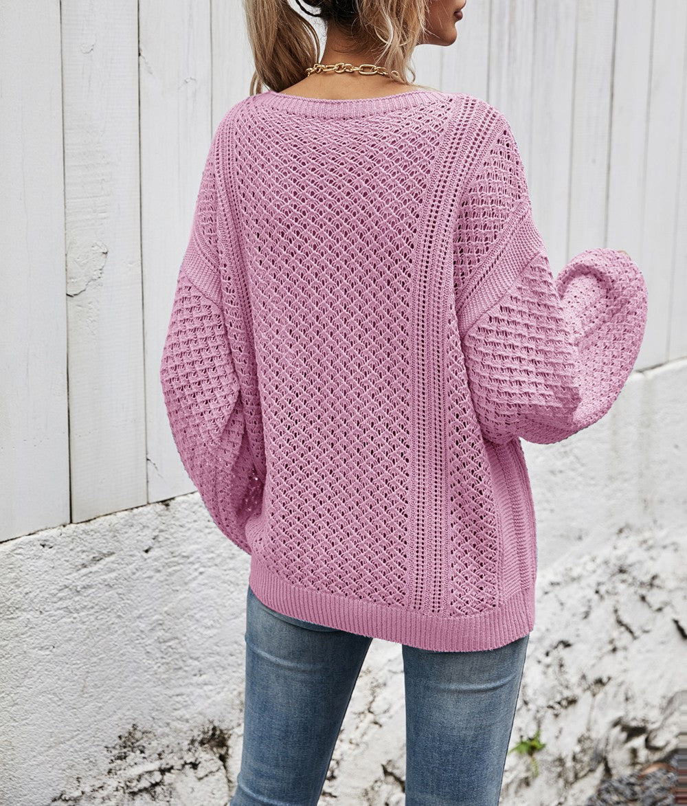 Loose Pullover Cutout Sweater