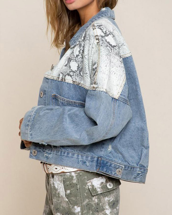 Leopard Snake Denim Jacket