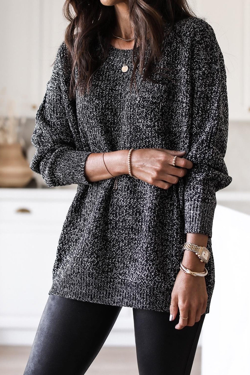 Glittering Long Sleeve Tunic Sweater