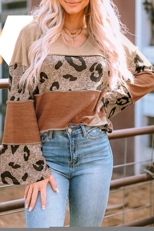 Leopard Patchwork Knit Top