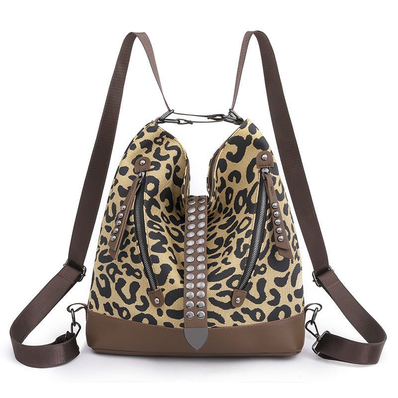 Leopard Print Backpack Crossbody Bags - KOC