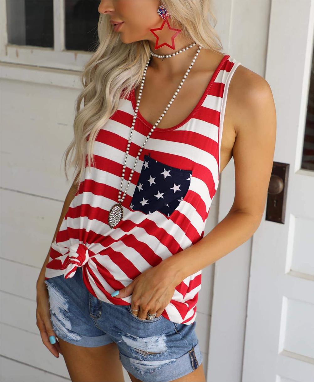 Pocket Red Stars & Stripes Tank Top