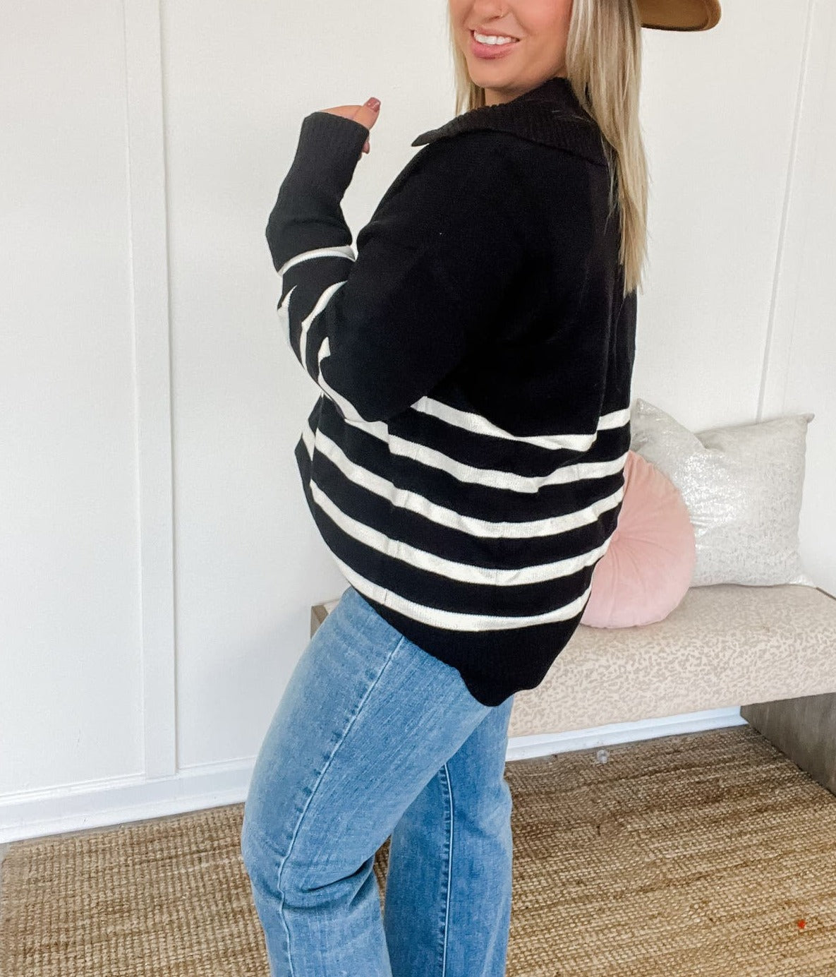 V-neck Striped Sweater