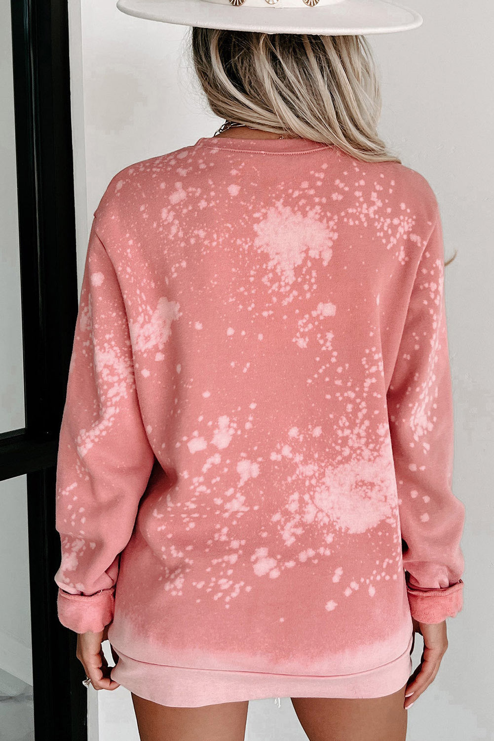 Bleached Round Neck Pullover Sweatshirt