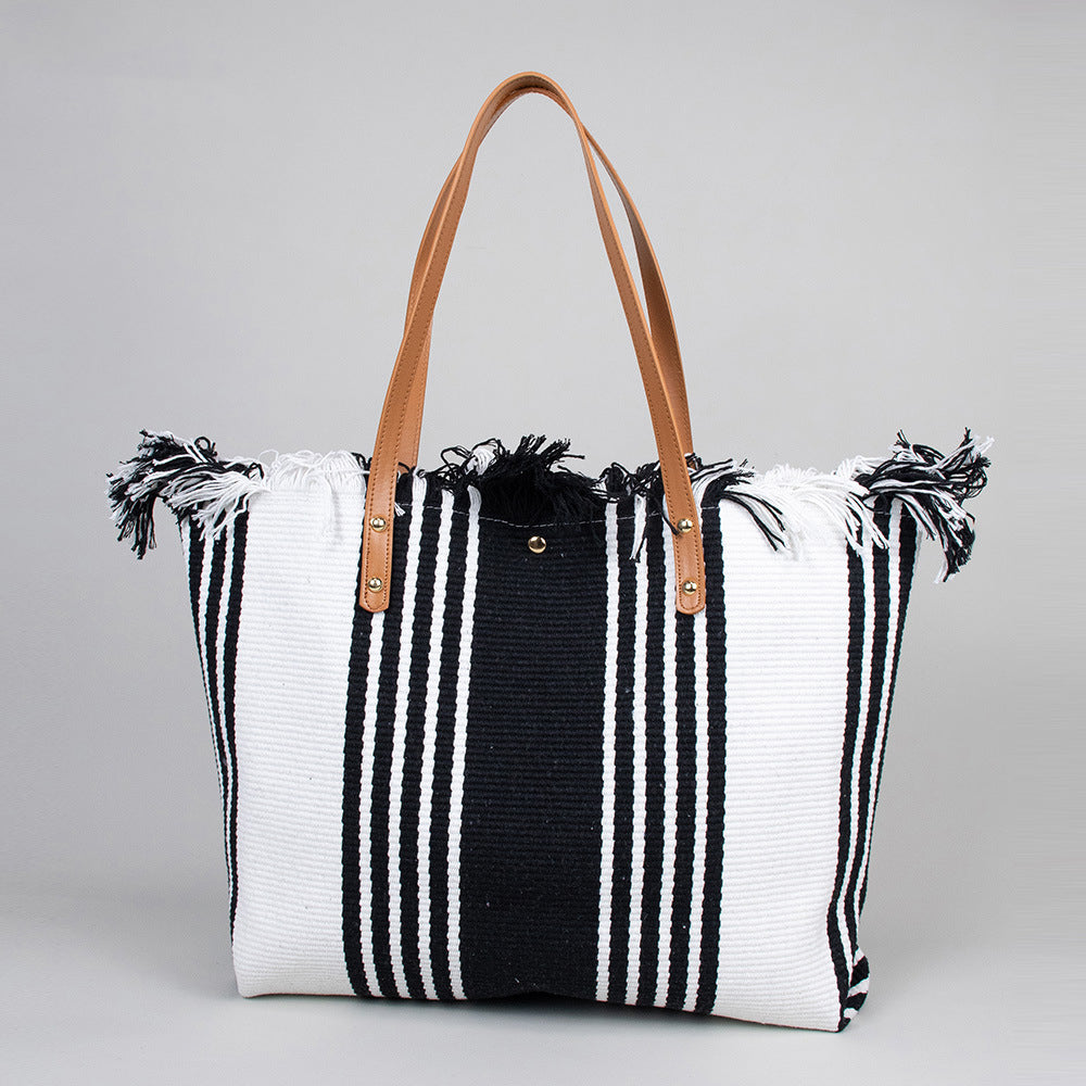 Fringed Embroidered Beach Bag