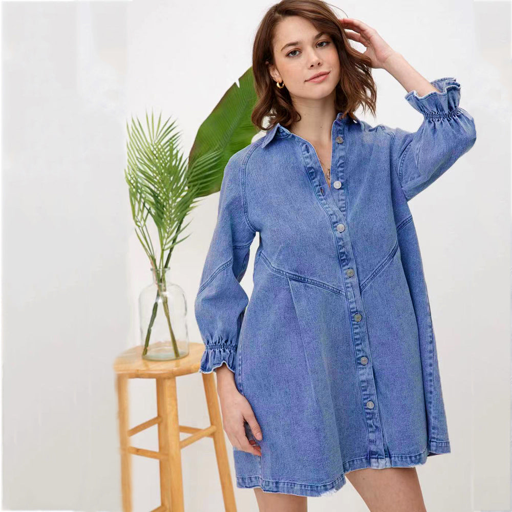 LET'S GO GIRLS DENIM SHIRT DRESS