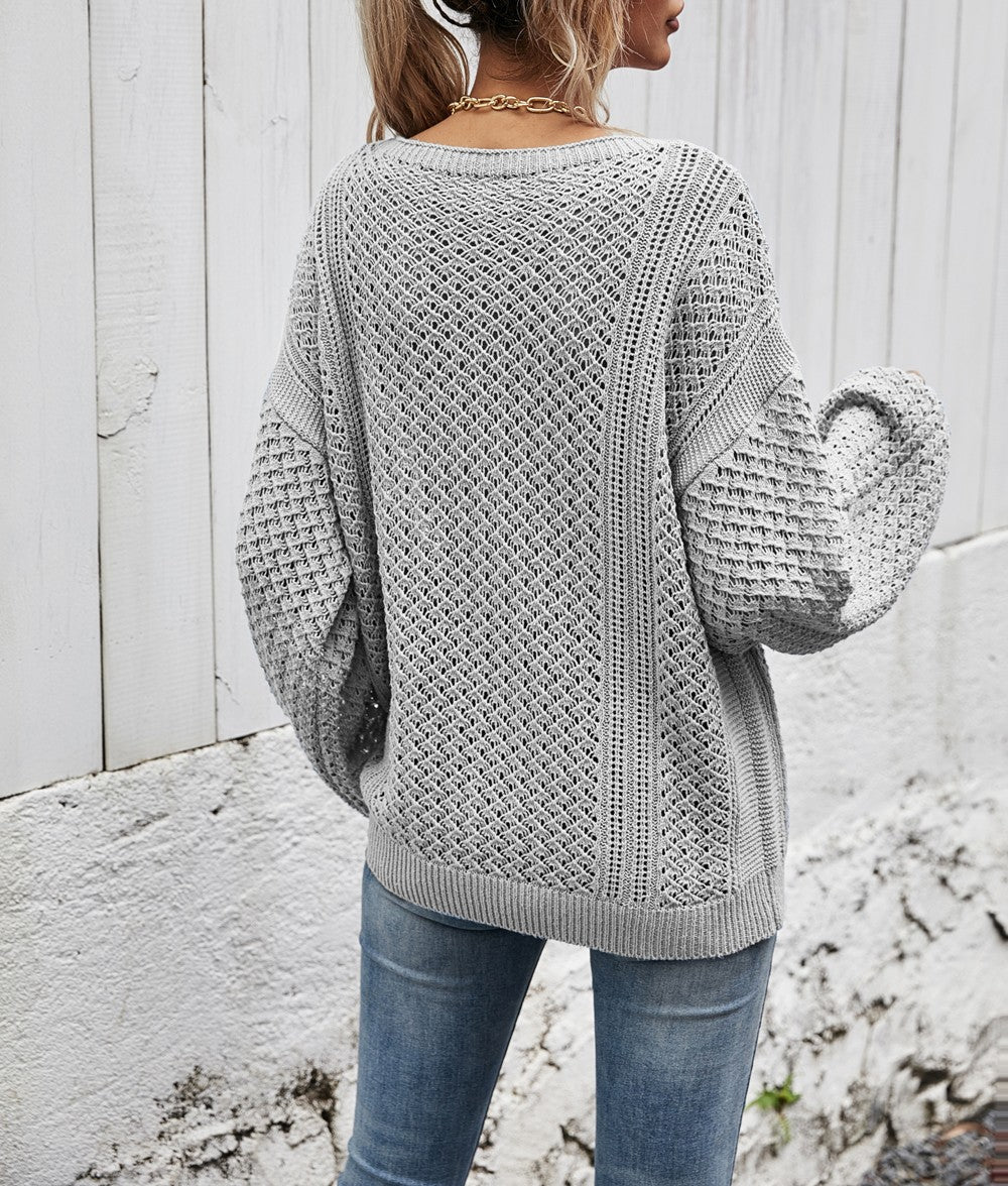 Loose Pullover Cutout Sweater