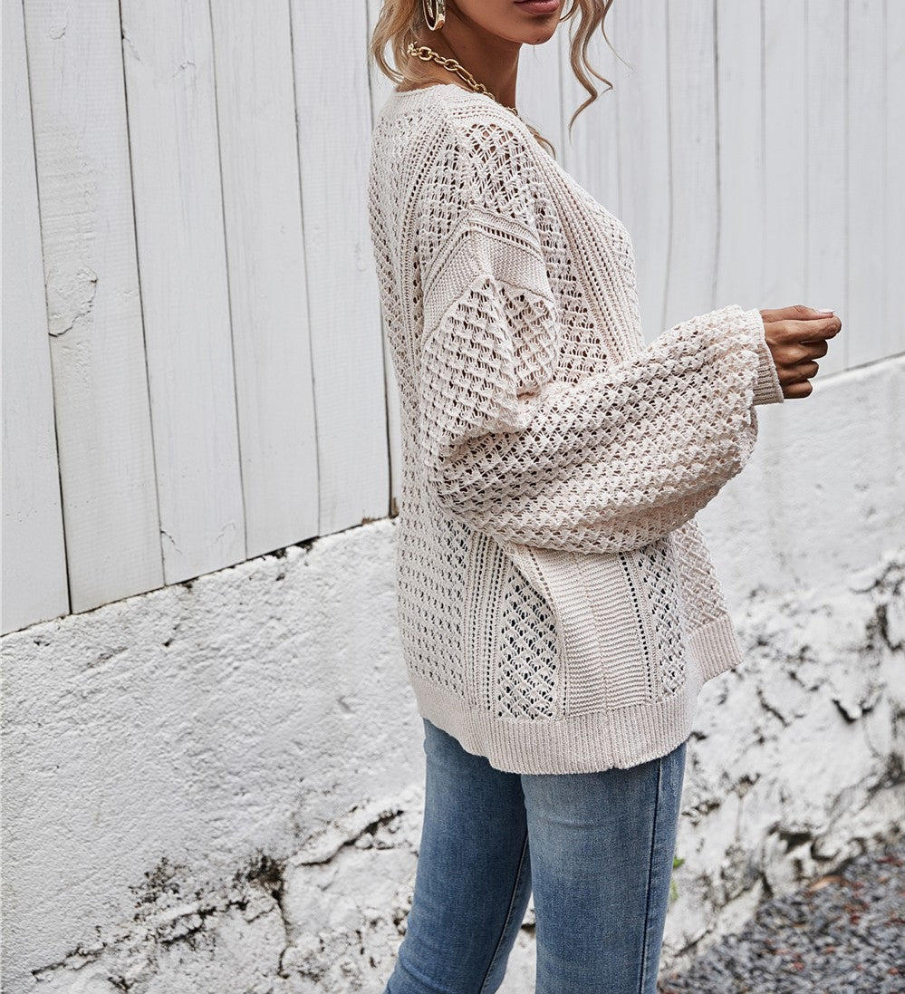 Loose Pullover Cutout Sweater