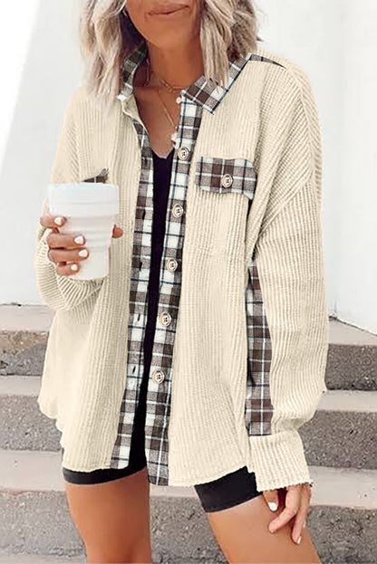 Plaid Waffle Knit Shacket