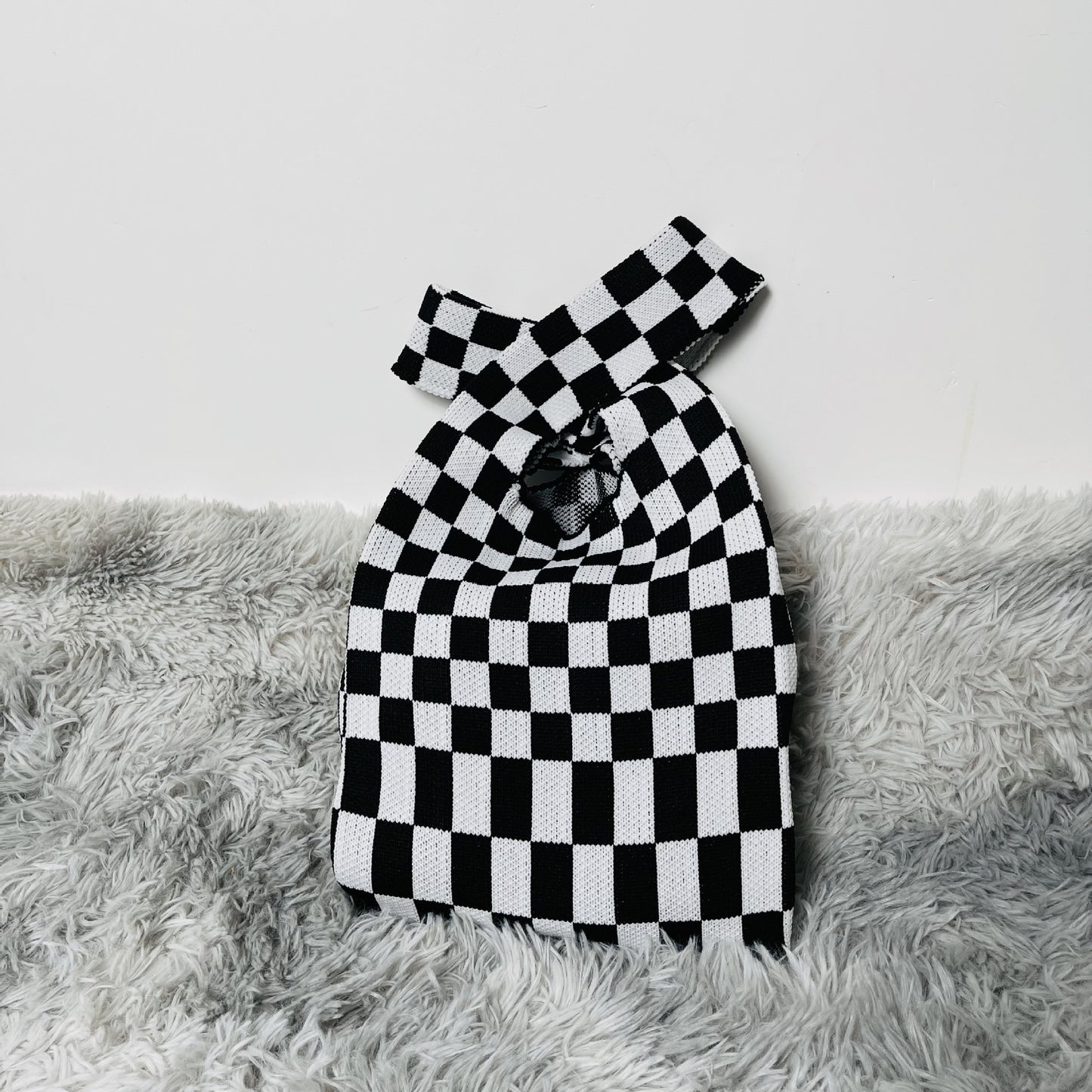 Checkered Crochet Tote Bag