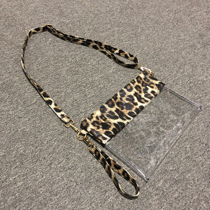 Transparent PVC Leopard Plaid Clutch Crossbody Bag