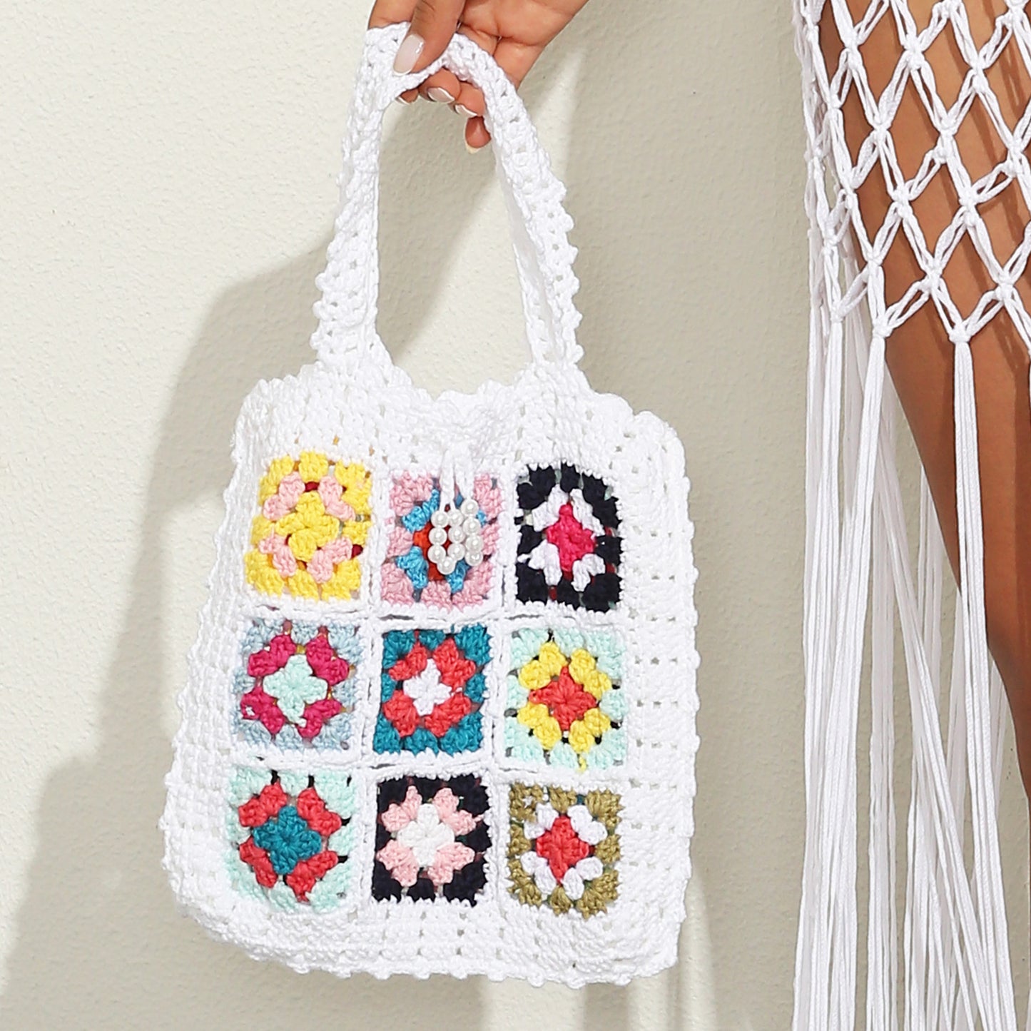 Boho Hand Crochet Tote Bag