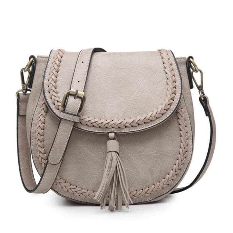 Woven Vintage Tassel Bag Double Shoulder Strap - KOC