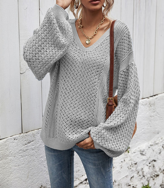 Loose Pullover Cutout Sweater