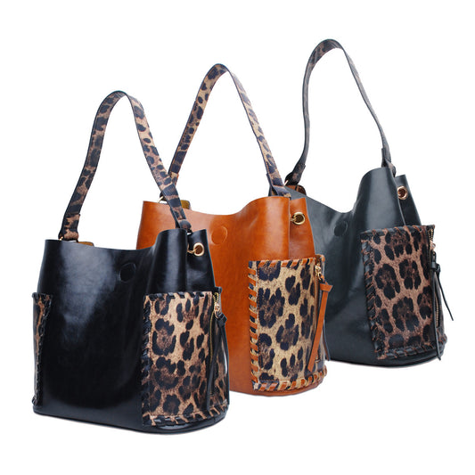 Leopard Print PU Magnetic Buckle Shoulder Bag