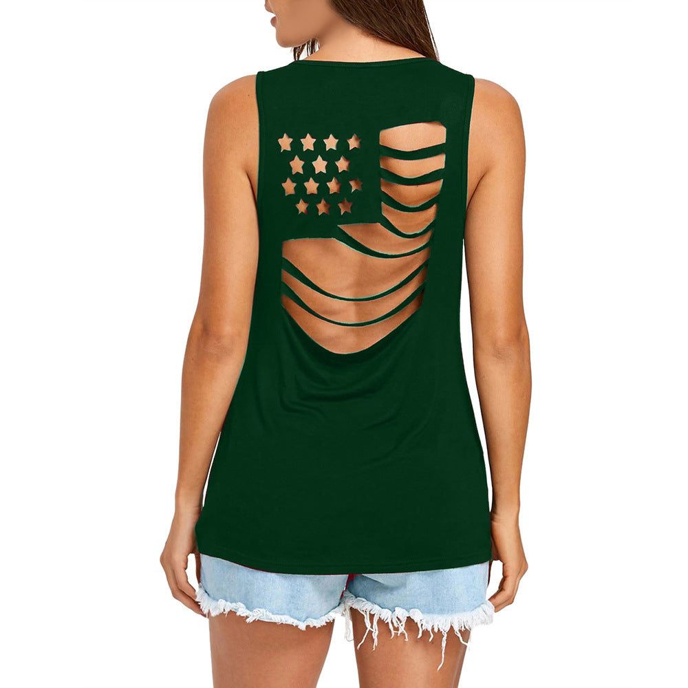 Solid Color Cutout Tank Top