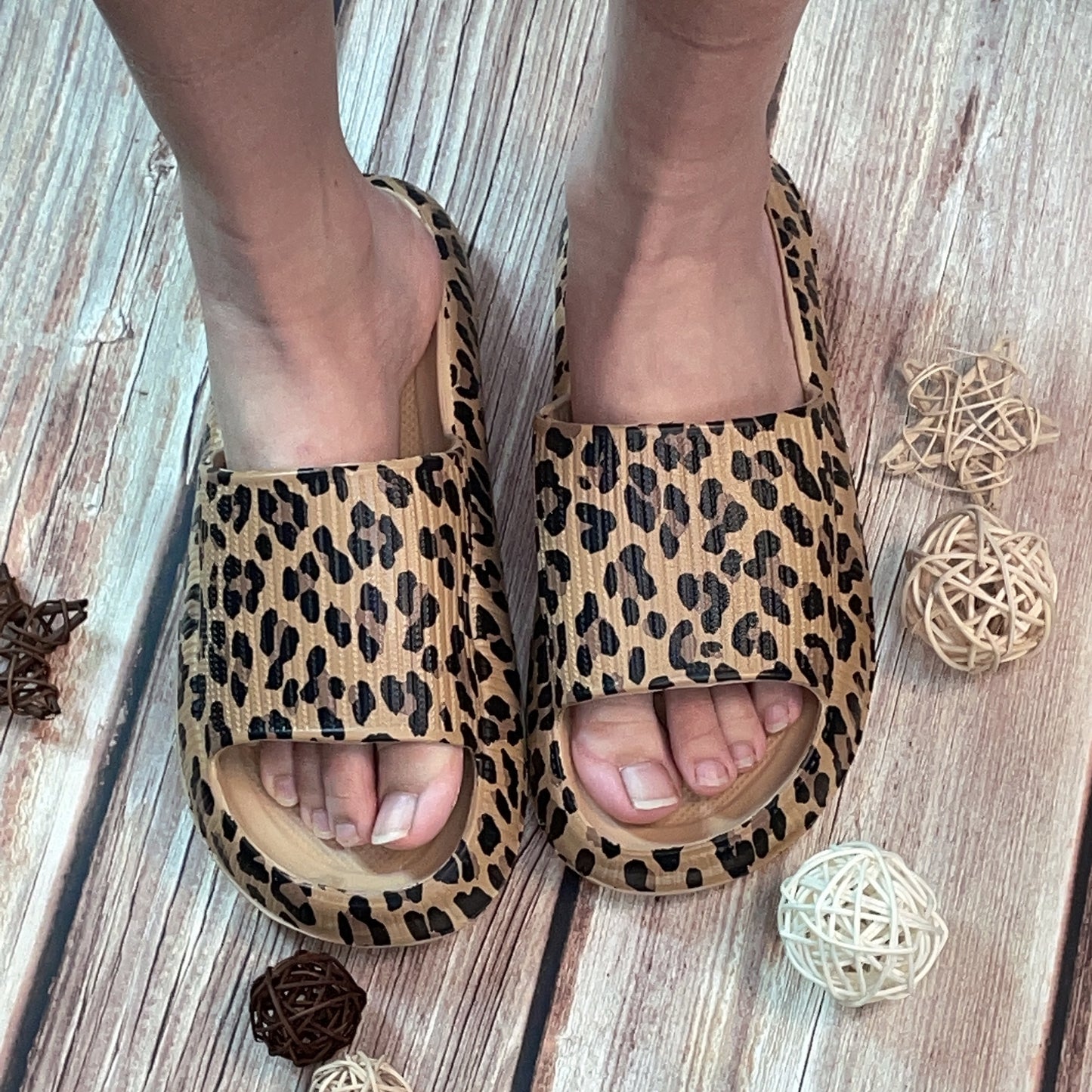 Yellow Leopard Cloud Slides Thick Sole Slippers