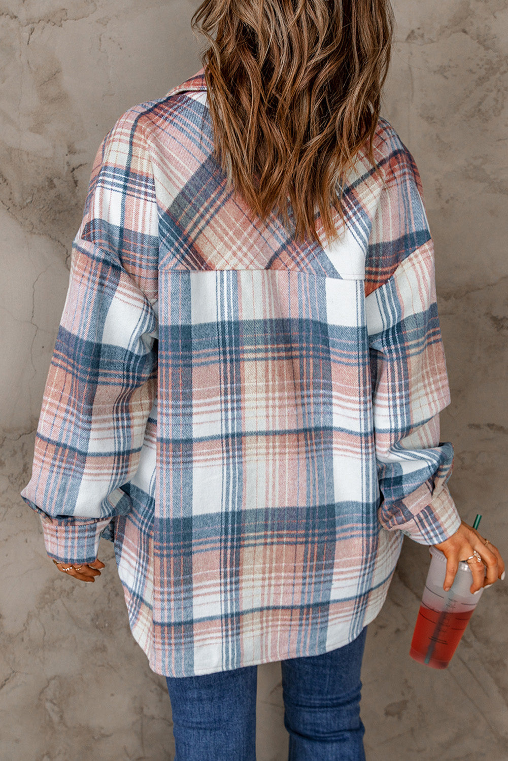 Plaid Flap Pockets Shacket