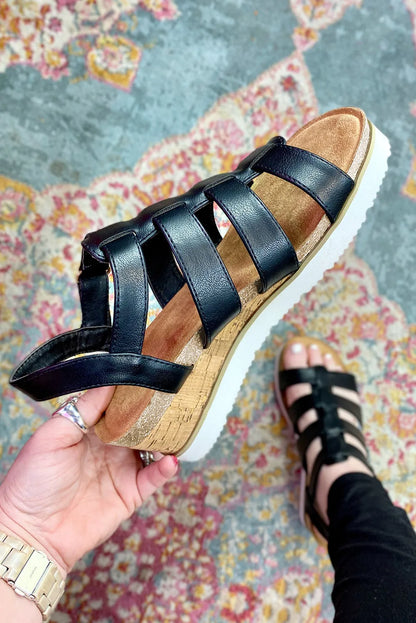 Hollowed Straps Wedge Sandals