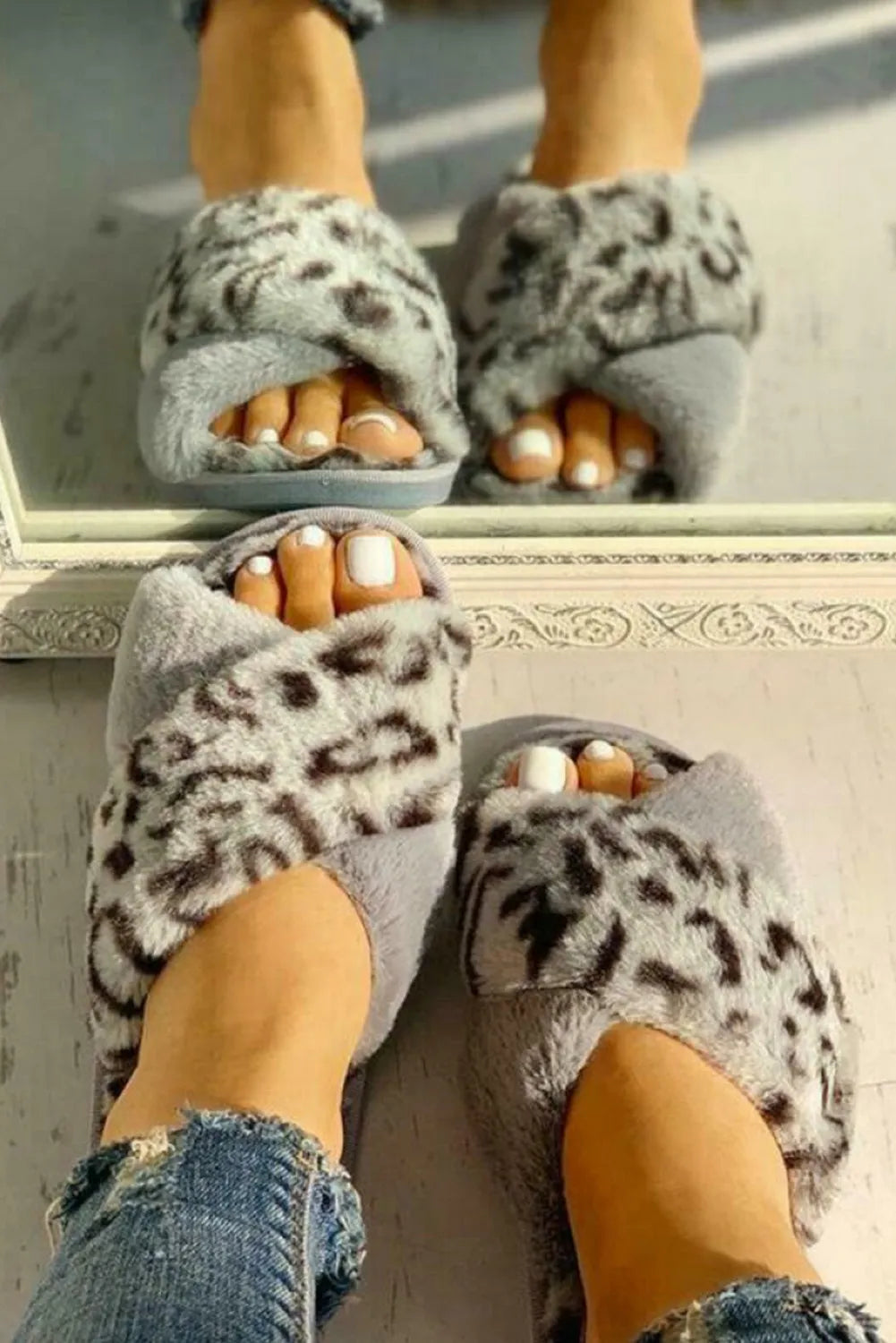 Fluffy Leopard Slippers