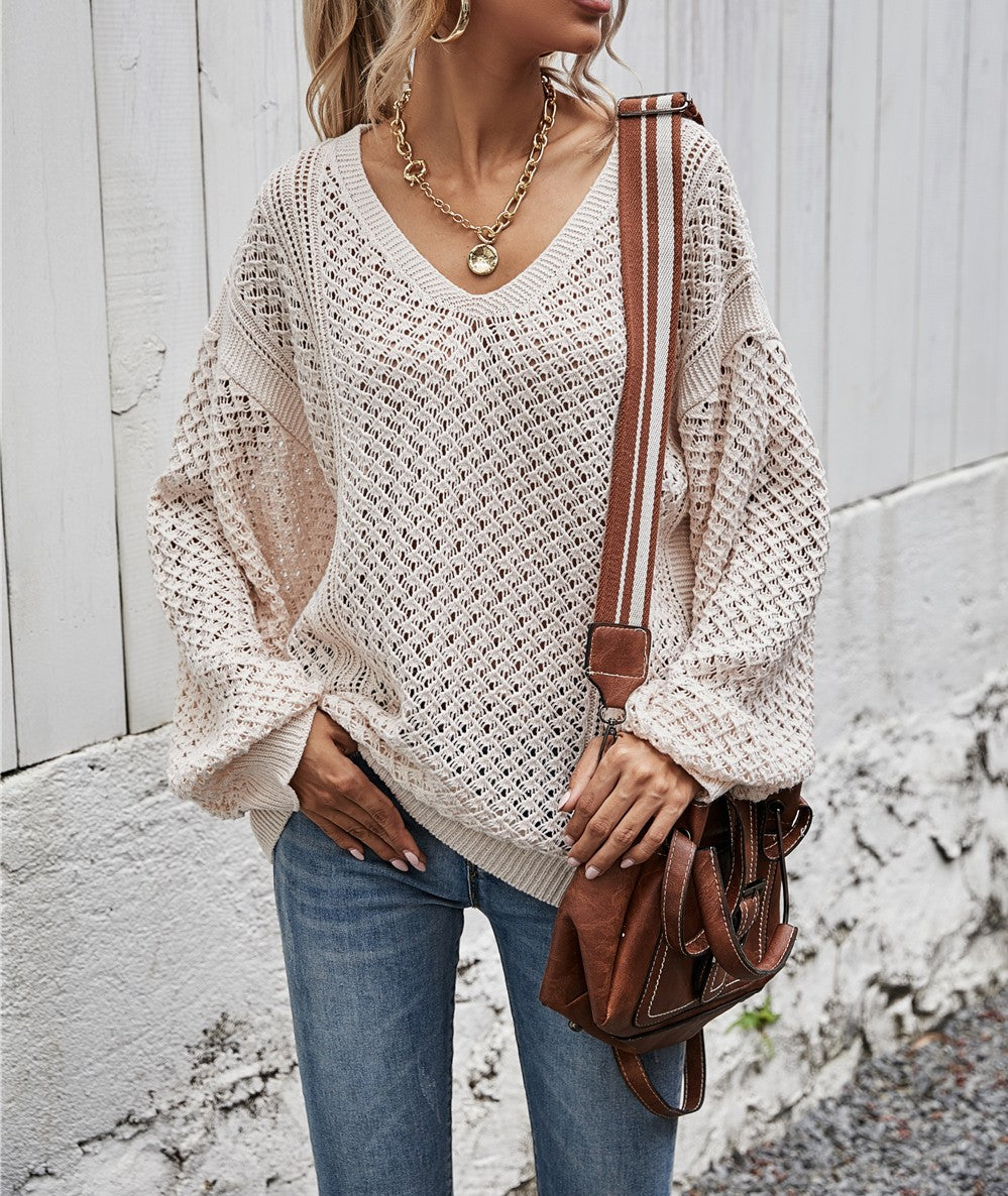 Loose Pullover Cutout Sweater