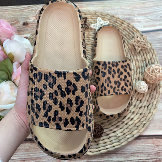 Yellow Leopard Cloud Slides Thick Sole Slippers