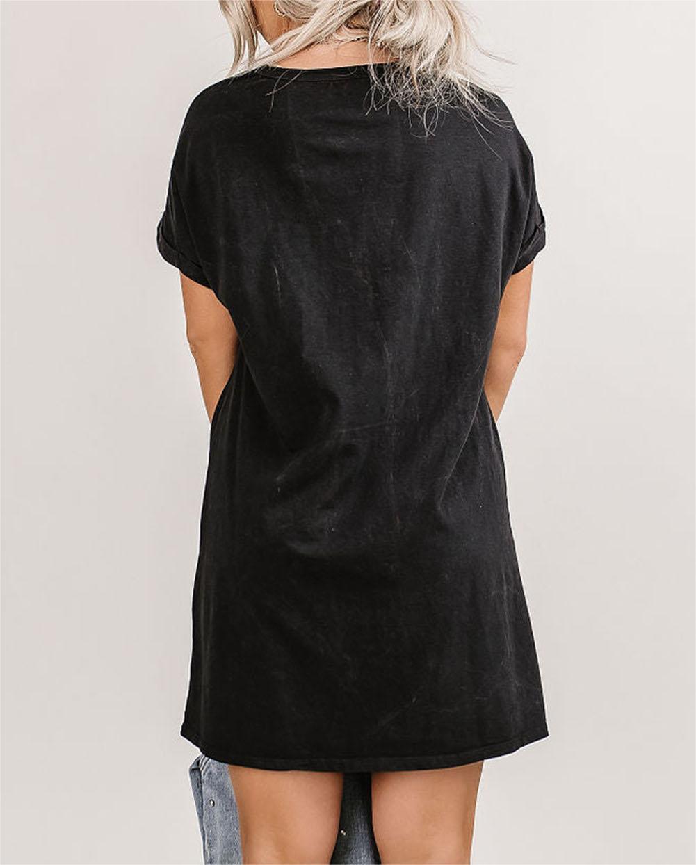 Black Print T-Shirt Dress