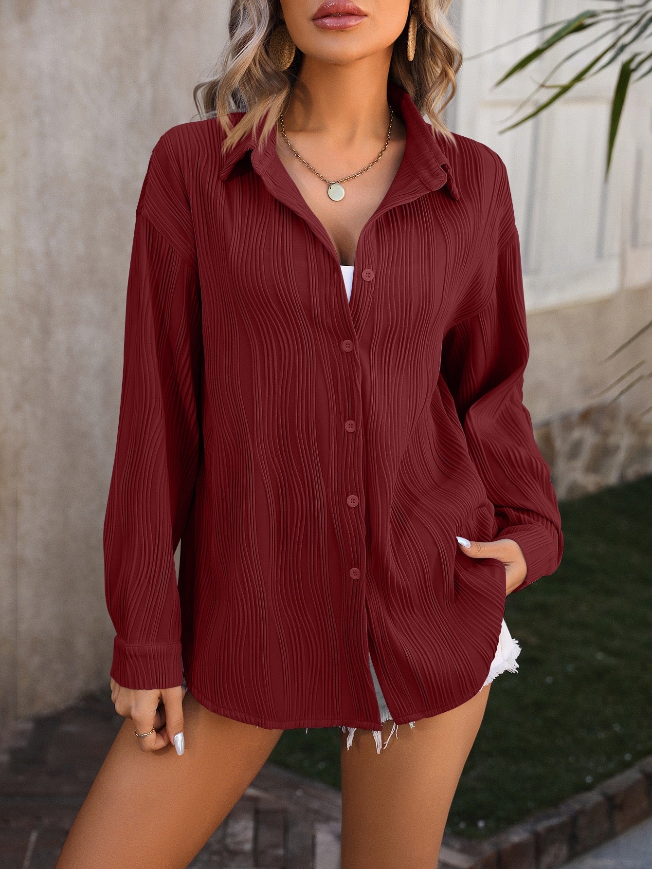 Cozy Wavy Texture Shirt