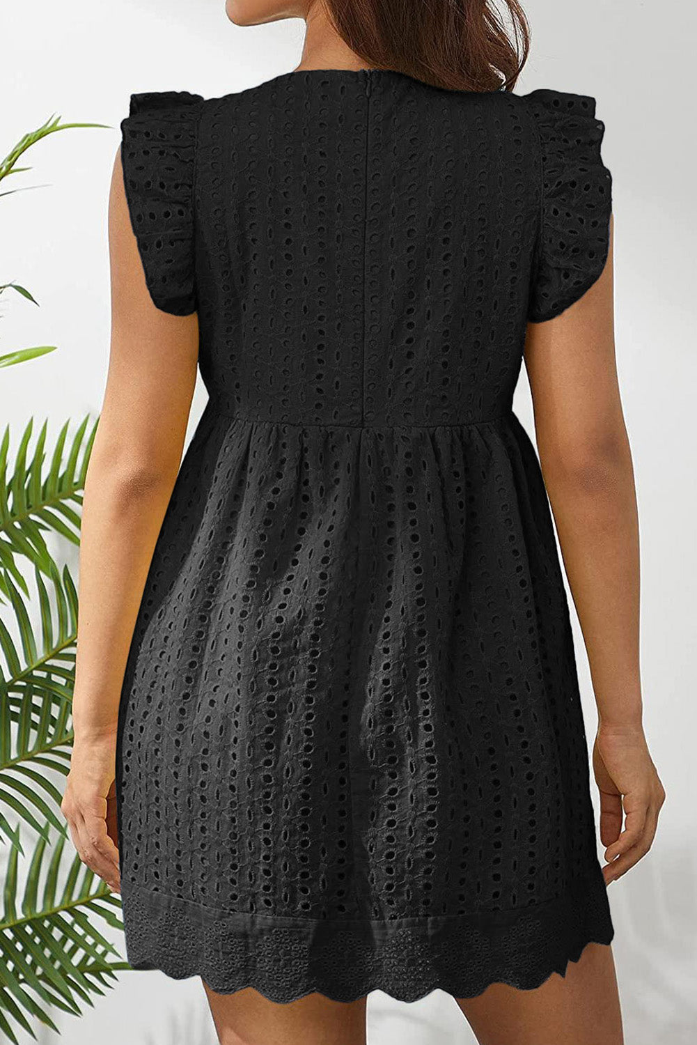 Jacquard Cutout V-Neck Dress