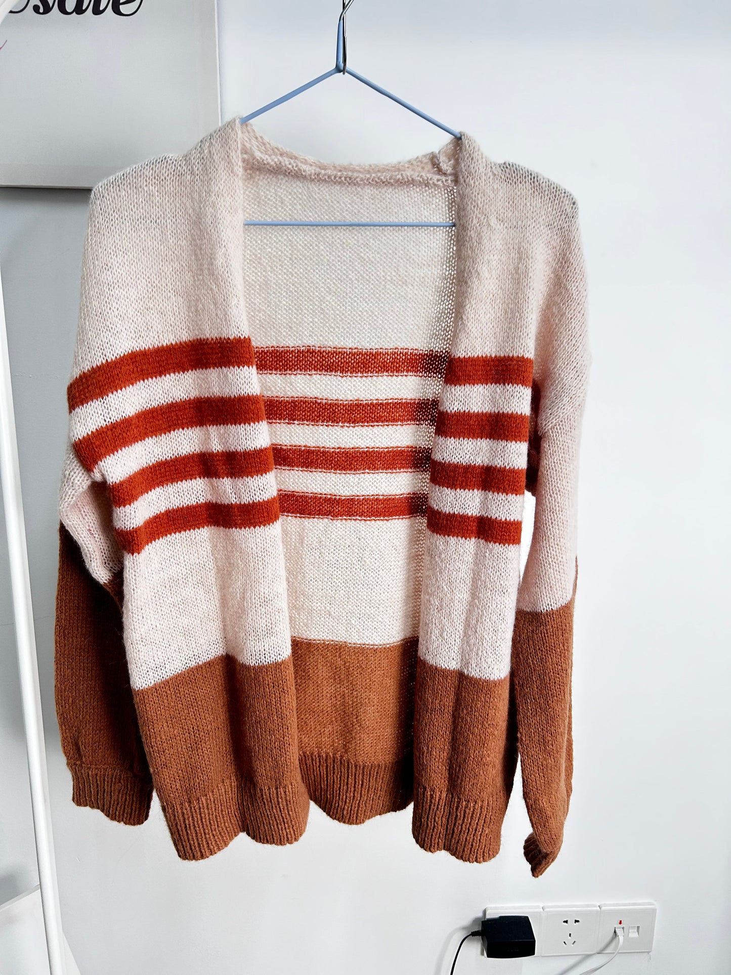 Colorblock Striped Open Cardigan