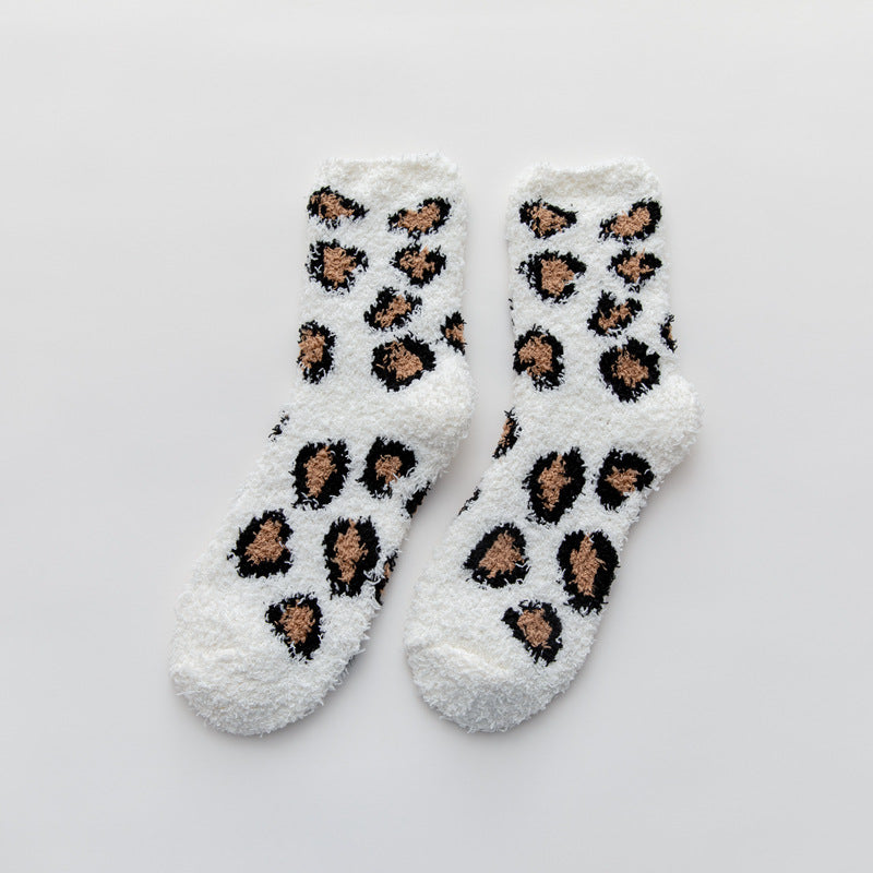 Leopard Print Soft Women Fuzzy Socks|12pc