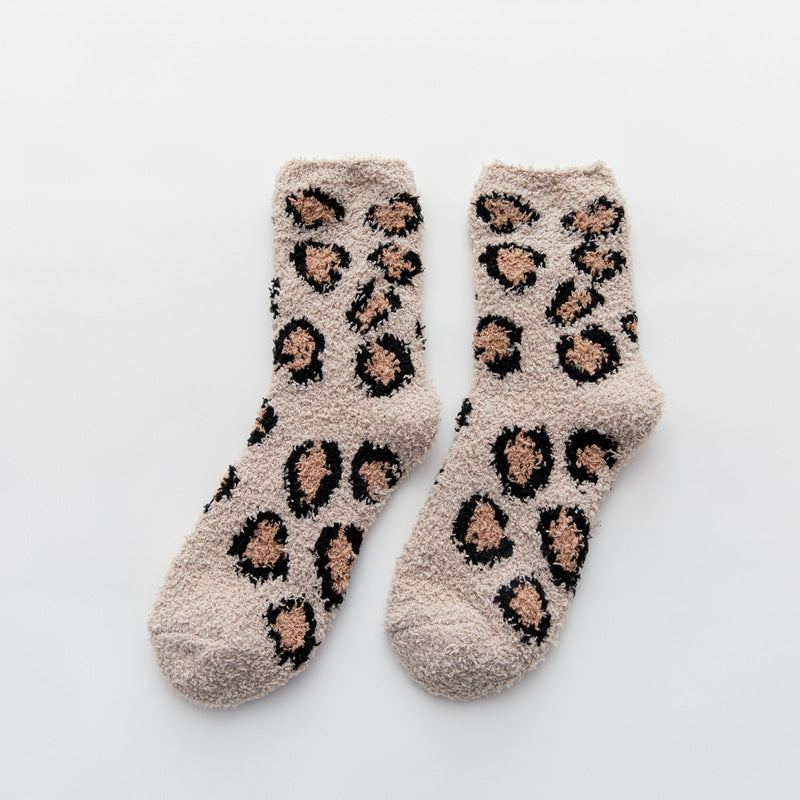 Leopard Print Soft Women Fuzzy Socks|12pc