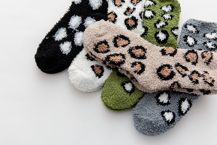 Leopard Print Soft Women Fuzzy Socks|12pc