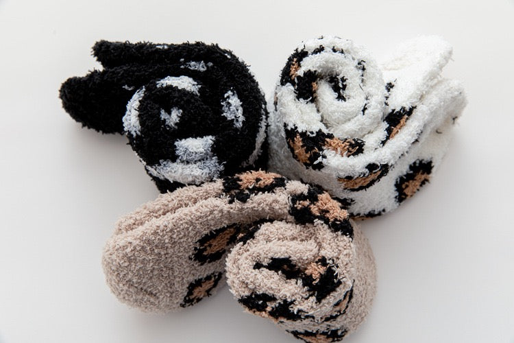 Leopard Print Soft Women Fuzzy Socks|12pc