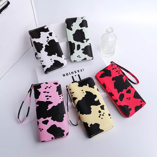 Cow print wristlet wallet