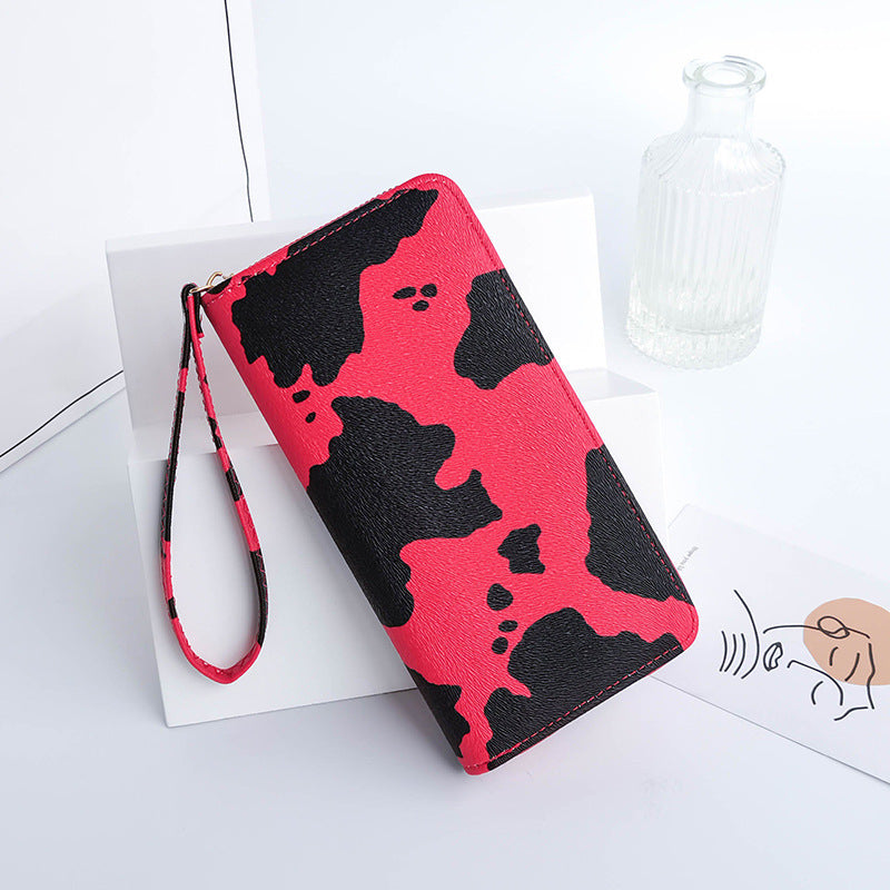 Cow print wristlet wallet