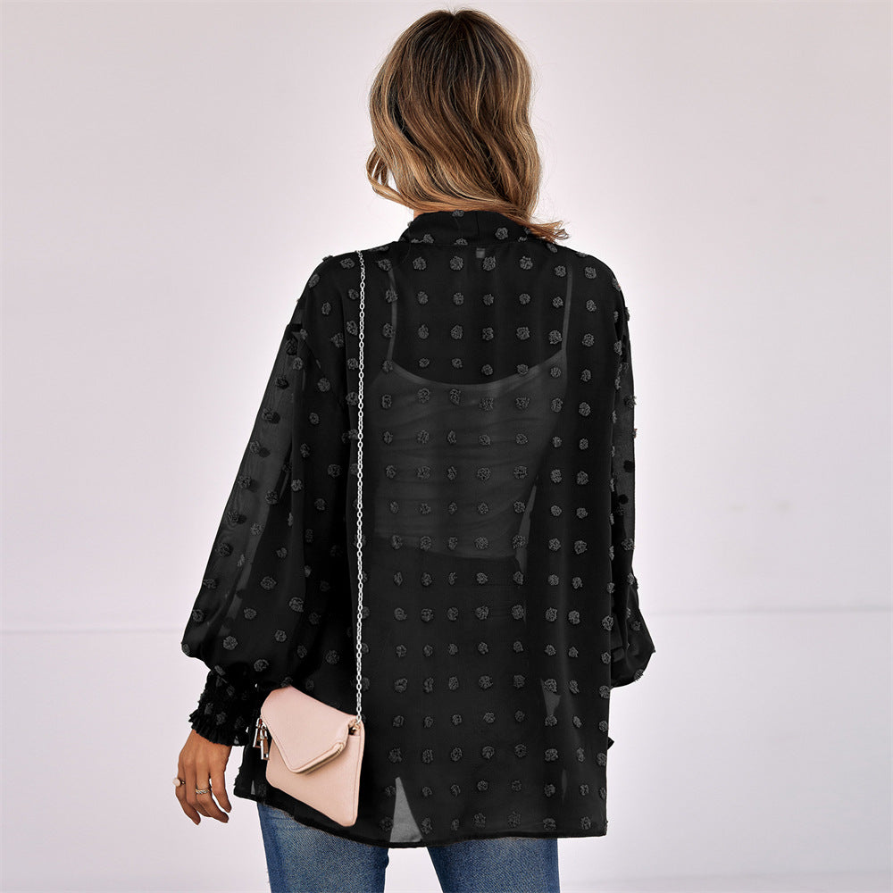 Swiss Dot Sheer Open Cardigan