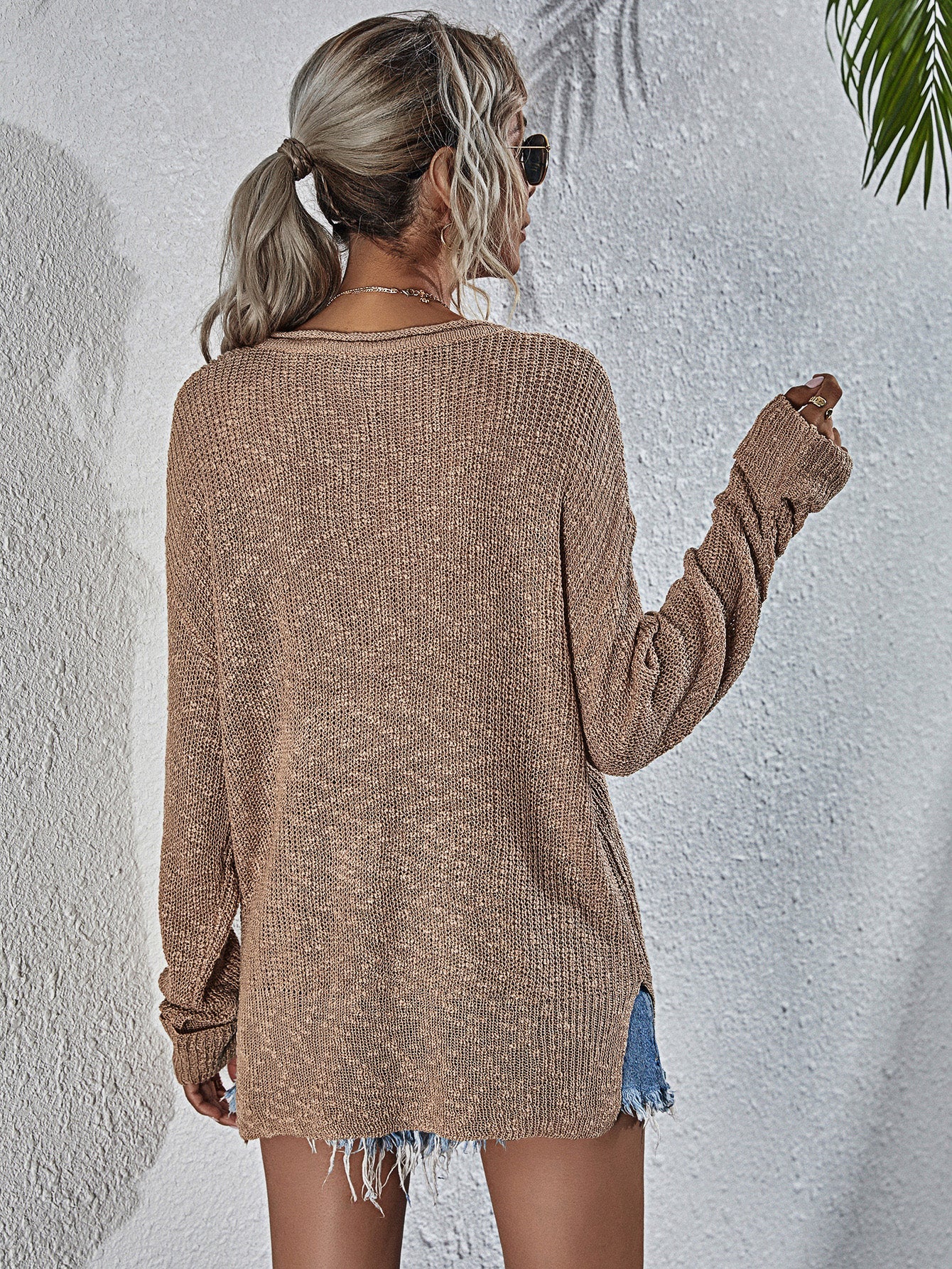 V-neck Knitted Loose Sweater