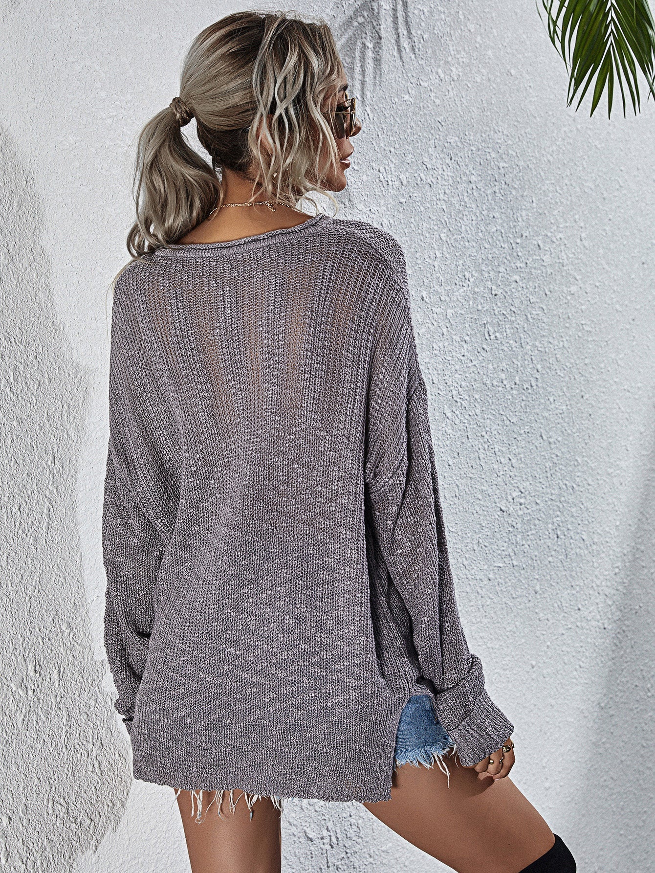 V-neck Knitted Loose Sweater