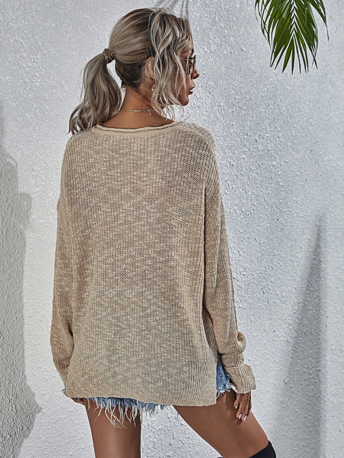 V-neck Knitted Loose Sweater