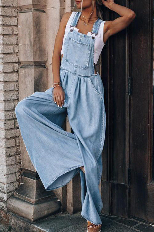 Pocket Denim Overalls