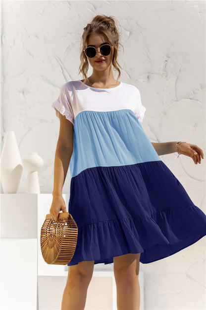 Color Block Pleated Oversized Dress-10 Colors