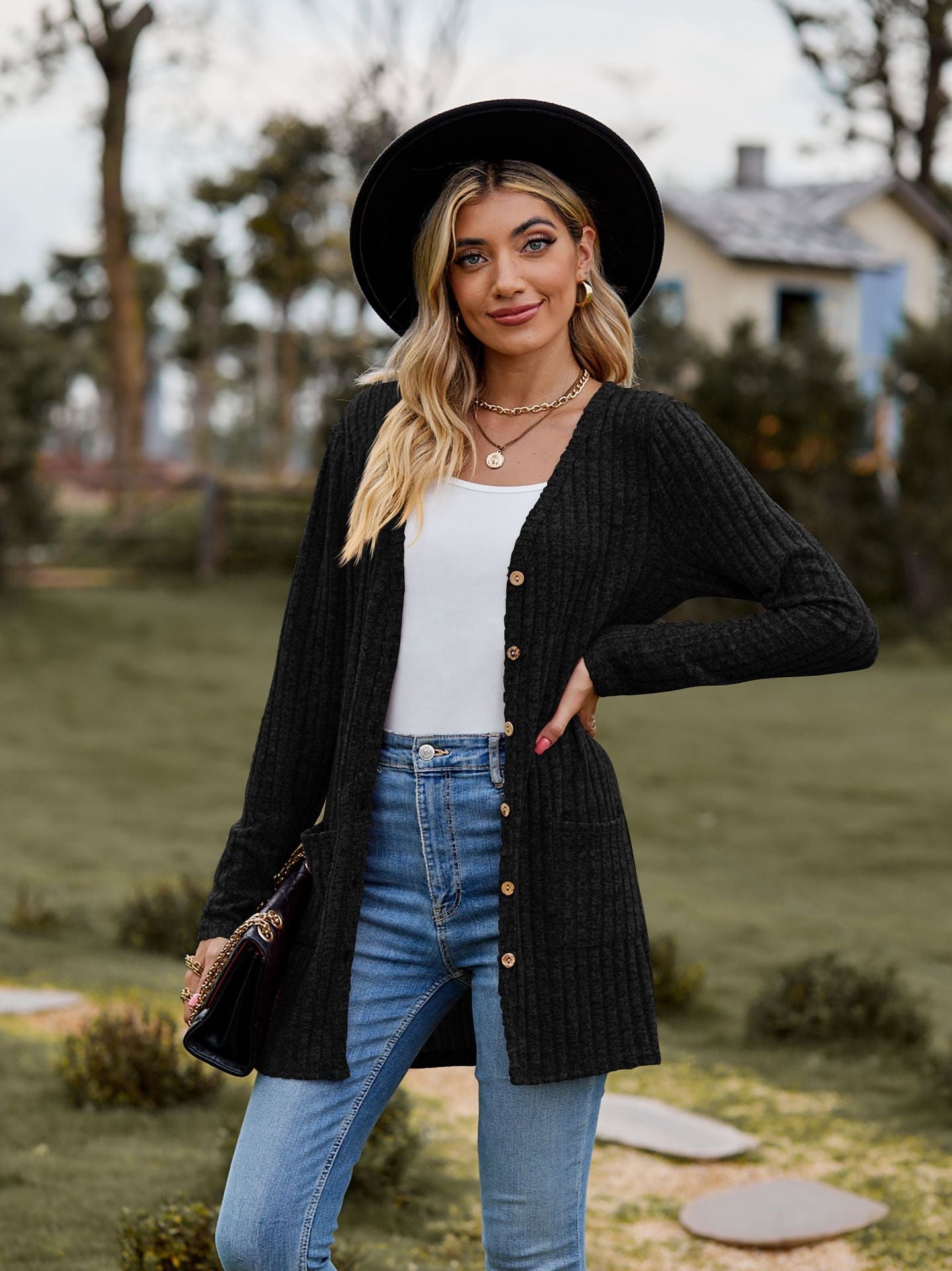 Brushed Pit Stripe Cardigan Jacket