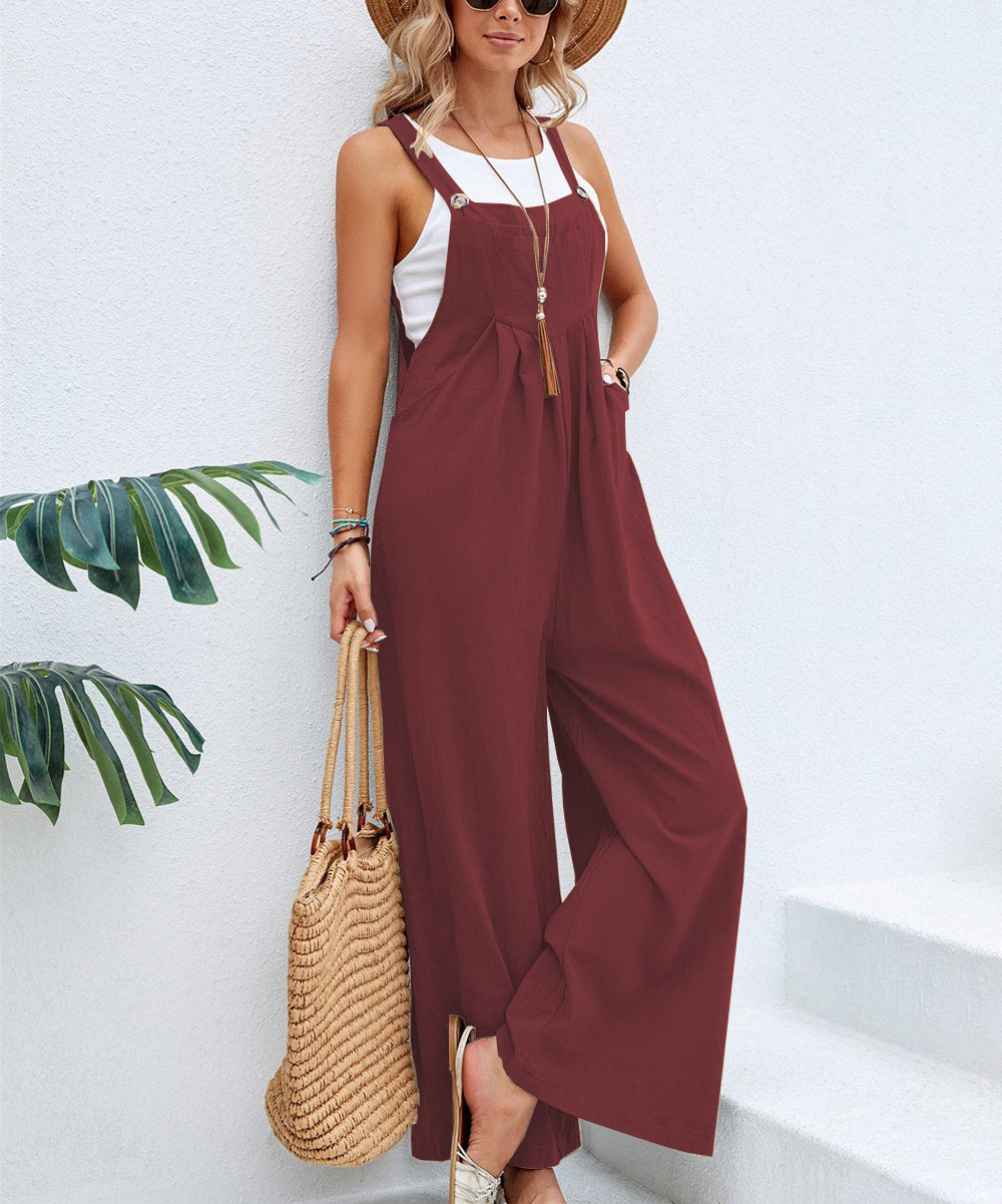 Full Size Wide Leg Overalls with Pockets