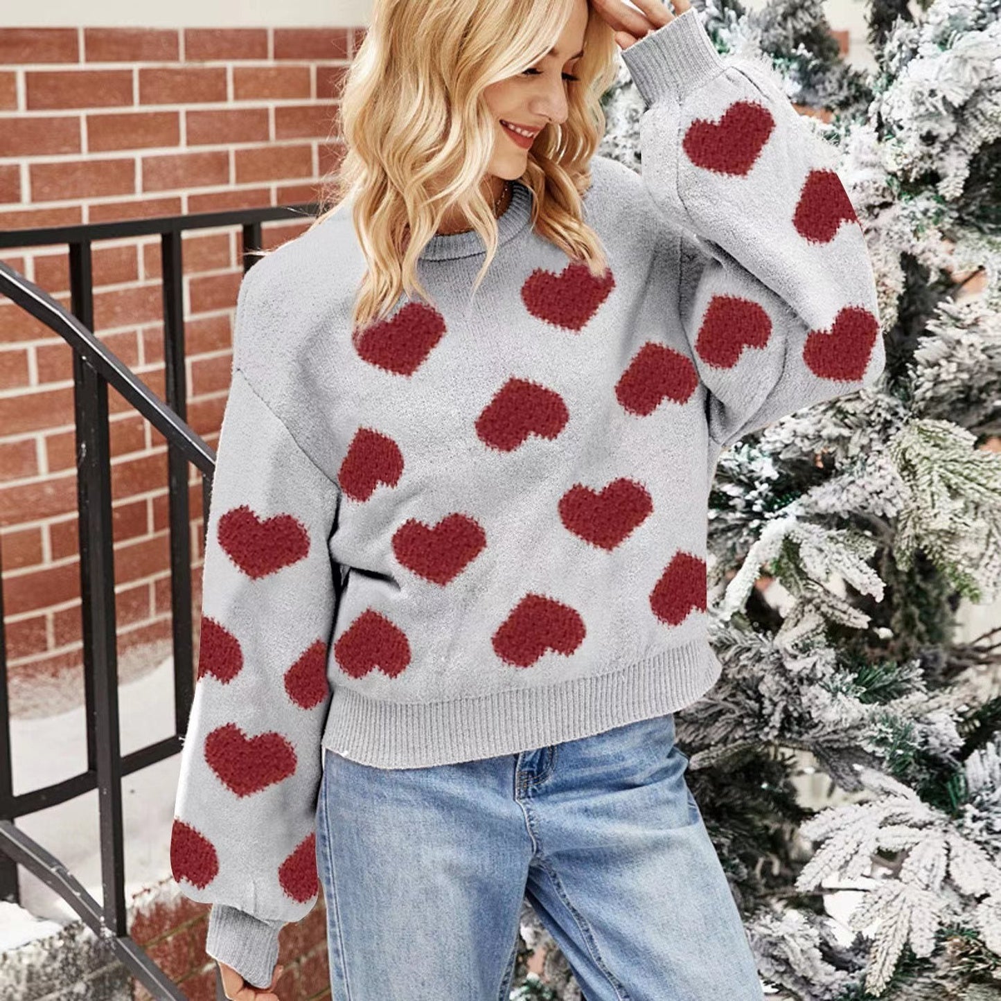 Valentine Heart Wool Knitted Sweater