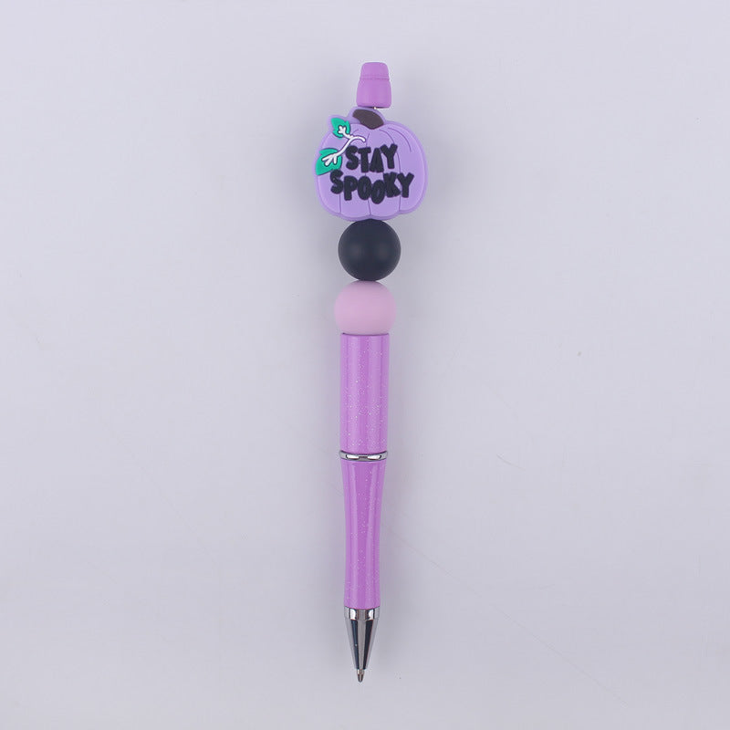 Halloween Pumpkin Spider Silicone Beaded Pen(MOQ:3)