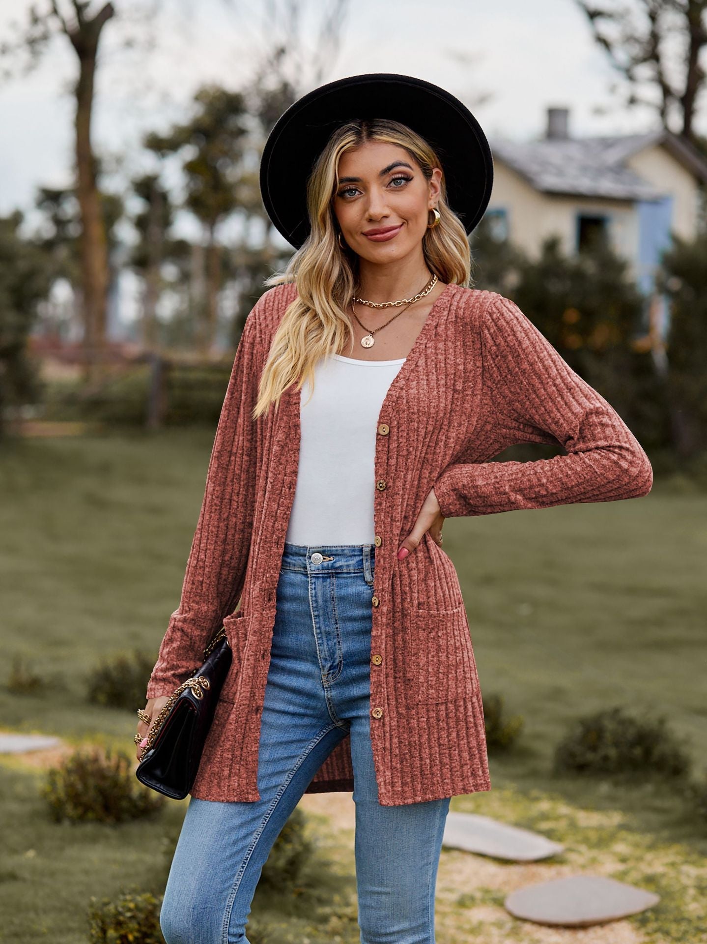 Brushed Pit Stripe Cardigan Jacket